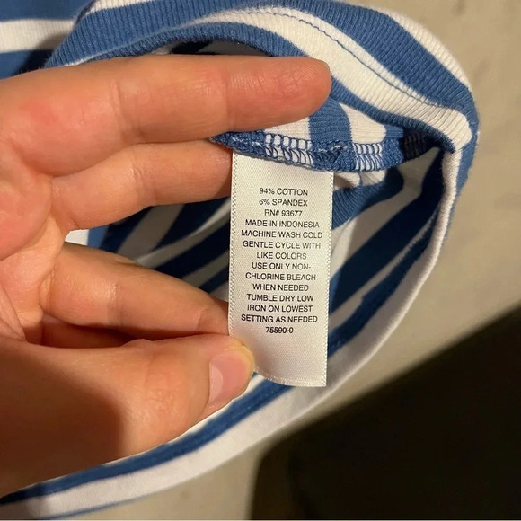 Ana Shirt Womens XL Blue White Sarah Striped Top Blouse Sweetheart Ladies Knit - Picture 5 of 8